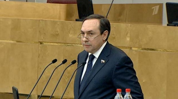 Vyacheslav Nikonov speaking in the Federation Council in December 2012 in favor of "Dima Yakovlev Law" ending foreign adoptions in retaliation for the Magnitsky Act