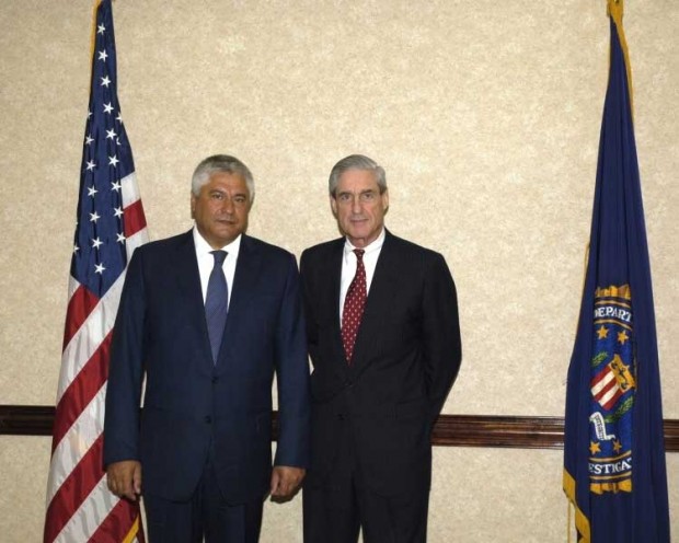 Former FBI Director Robert Mueller (right) with Russian Minister of Internal Affairs Vladimir Kolokoltsev, Washington DC, 23 May 2013. Photo by Russian Foreign Ministry