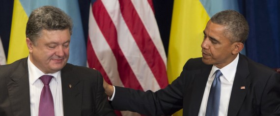 US President Barack Obama and President-elect Petro Poroshenko of Ukraine hold a meeting in Warsaw, Poland, on June 4, 2014. Photo by Saul Loeb/AFP/Getty Images