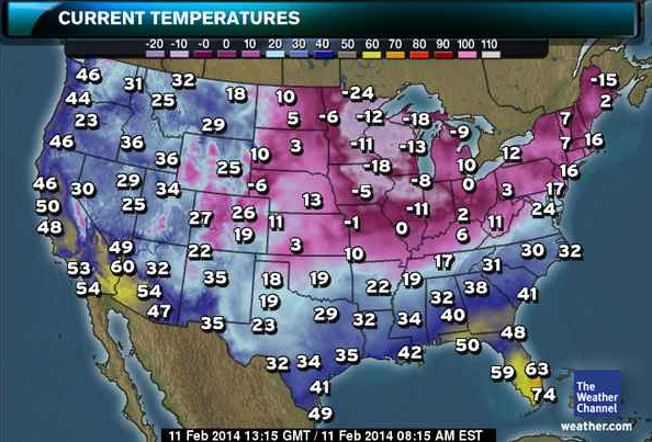 US weather map 20140211