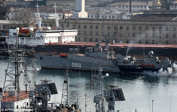 Russian ships unloading in the bay of Sevastopol, Crimea | AFP/Getty