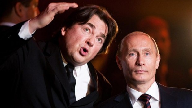 Vladimir Putin and Konstantin Ernst at Eurovision Song Contest in 2009. Photo by Anton Belitsky/Demotix/Corbis.